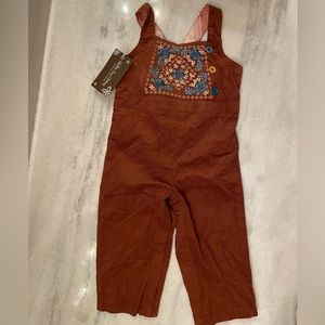Matilda Jane Kimberly Corduroy Embroidered Baby Overalls Rust 6-12m